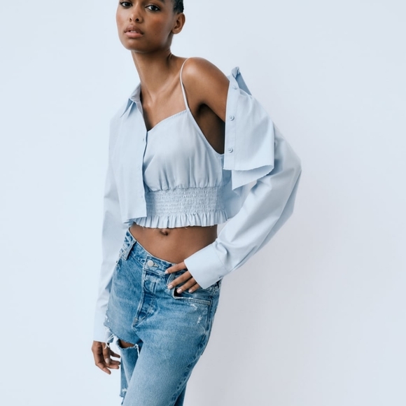 🆕️ Zara Shirt & Crop Top Set - Picture 2 of 6